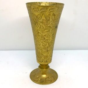 Vintage Brass Pedestal Vase, Made in India